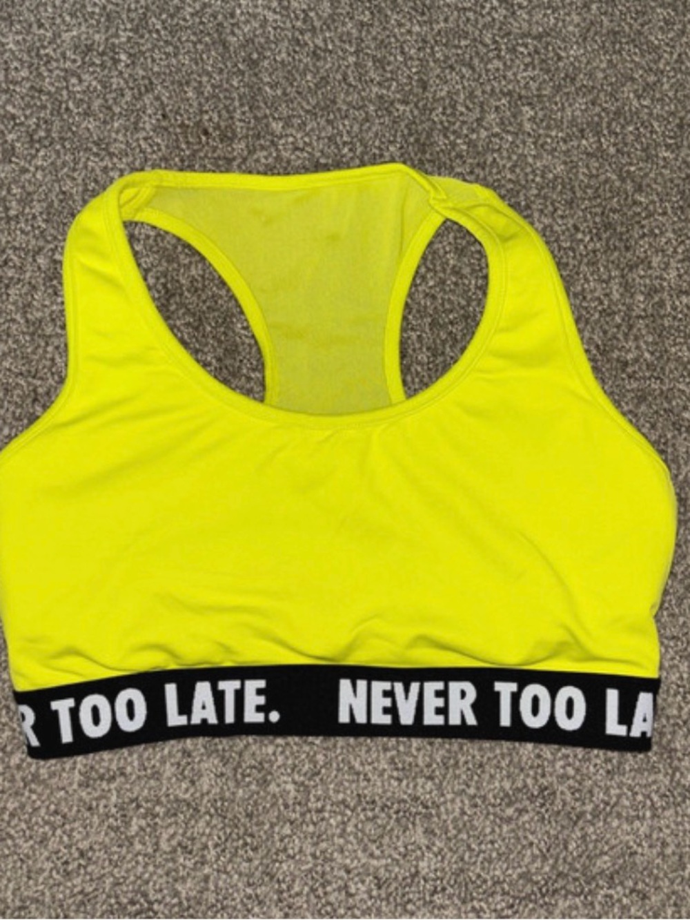 Forever 21 Neon Yellow Racerback Sports Bra with Black Branded Band